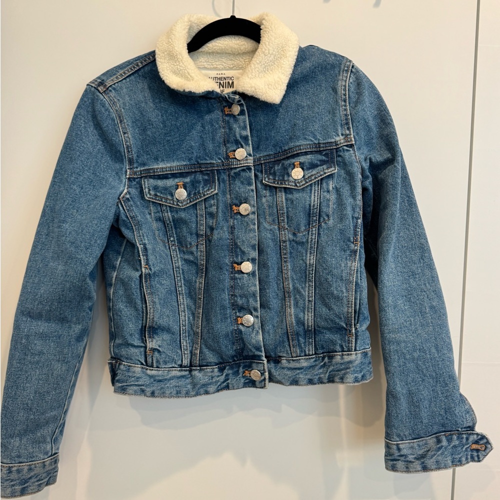 Zara Denim Jacket with Sherpa Collar